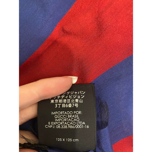 NWT Gucci Shining Tiger Head Red and Blue Stripe Scarf Wrap - Picture 9 of 9